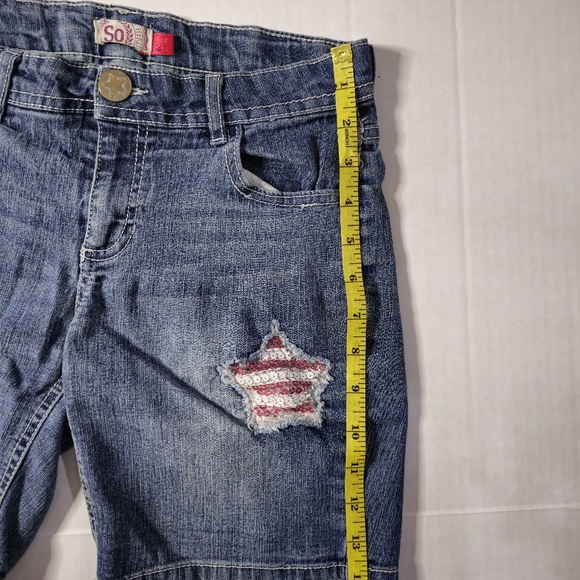 Girls SO Shorts Size 14 Blue Jean Denim Paint Splatter Patriotic Americana July - Picture 5 of 8